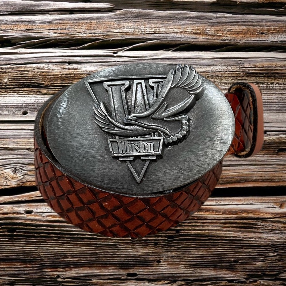 Brown Leather Cowboy Belt - Winston Buckle 36 / 38